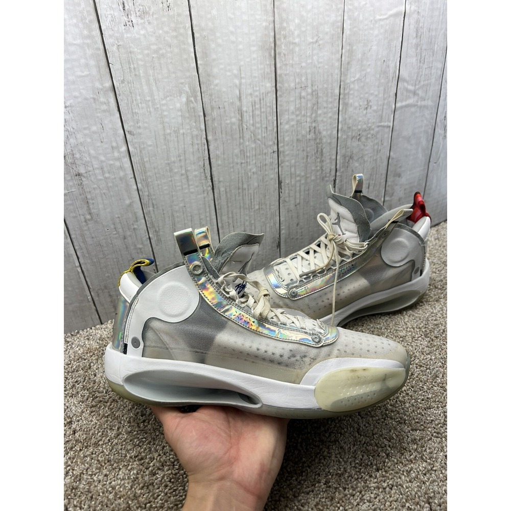 Nike Air Jordan 34 Unite Men's Size 11 Shoes White Metallic Silver AR3240-101